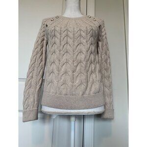 Talbots Petite Beige Cable Knit Sweater With Button Details Size P Soft Cozy